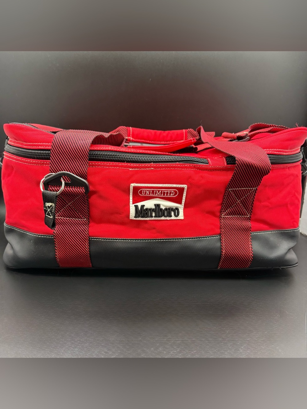 Vintage Marlboro Red and Black Insulated Duffel Large